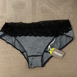 Cariloha Women's Striped Panties with Black Lace Trim